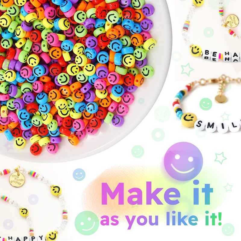 KLAJA 650 Pcs of Smiley Face Beads, 7x4 mm, Big Pack | Mixed Colorful Beads, Happy Face Bead's for DIY Jewelry Bracelet Earring Necklace Craft Making Supplies - Image 4